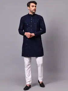 Yugnik Men Embroidered Regular Chikankari Kurta with Pyjamas