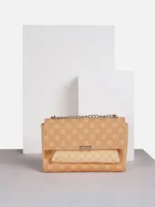 Allen Solly Woman Colourblocked PU Oversized Swagger Satchel with Bow Detail