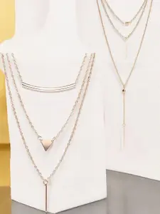 DressBerry Set Of 2 Gold-Plated Multi Layered Necklace