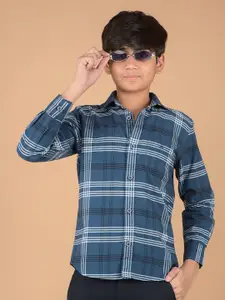 Crimsoune Club Boys Premium Slim Fit Tartan Checks Opaque Checked Casual Shirt