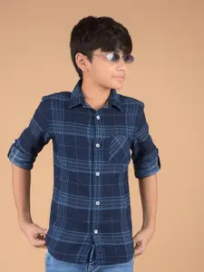 Crimsoune Club Boys Premium Slim Fit Opaque Checked Casual Shirt