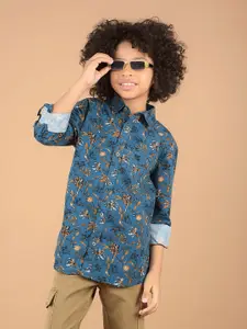 Crimsoune Club Boys Premium Slim Fit Floral Opaque Printed Casual Shirt