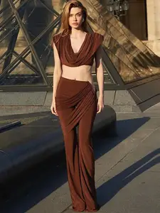 MIAKEE V Neck Top With Trousers Co-Ords Set