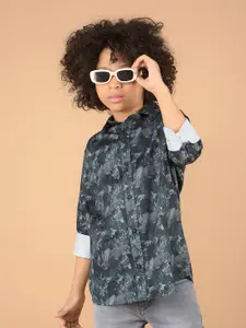 Crimsoune Club Boys Premium Slim Fit Floral Opaque Printed Casual Shirt