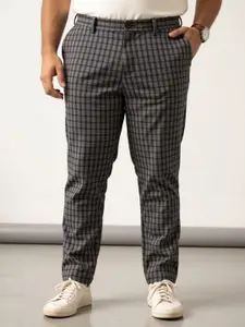 The Pant Project Crow Black Checks Slim-Fit Wrinkle-Free Power-Stretch Knitted Trousers