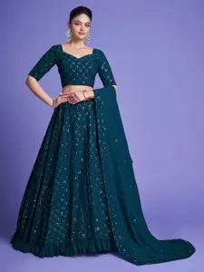 YOYO Fashion Embroidered Sequinned Semi-Stitched Lehenga & Unstitched Blouse With Dupatta