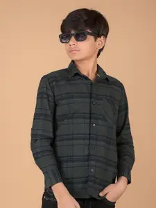 Crimsoune Club Boys Premium Slim Fit Windowpane Checks Opaque Checked Casual Shirt