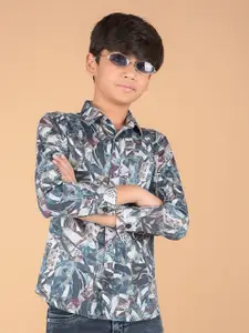 Crimsoune Club Boys Premium Slim Fit Floral Opaque Printed Casual Shirt