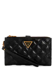 GUESS Women Snake SKin Textured & Quilted Two Fold Wallet