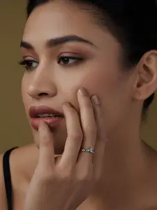 LeCalla Silver Plated CZ-Studded Finger Ring