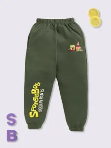 YK X Minute Mirth Boys SpongeBob Printed Mid-Rise Joggers