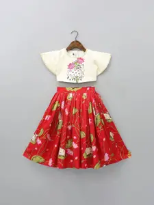 JOVK DESIGN Girls Printed Ready to Wear Lehenga &