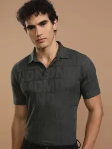 HIGHLANDER Men Typography Printed Polo Collar T-shirt