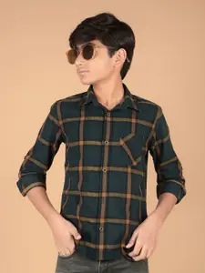 Crimsoune Club Boys Premium Slim Fit Tartan Checks Opaque Checked Casual Shirt