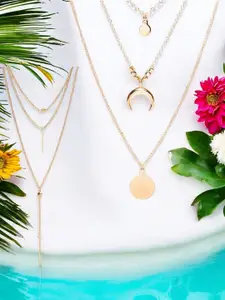 DressBerry Set Of 2 Gold-Plated Layered Necklace