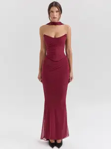 MIAKEE Corset & Maxi Skirt With Stole Co-Ords