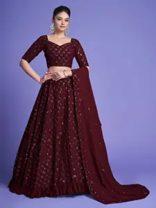Ethnic Yard Embroidered Sequinned Semi-Stitched Lehenga & Unstitched Blouse With Dupatta