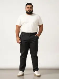 The Pant Project Men Wood Brown Checks Jino Slim Fit Plus-Size Stretchable Cotton Jeans