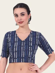 Studio Shringaar Printed V Neck Saree Blouse