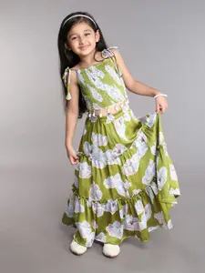 taffykids Girls Printed Top with Skirt