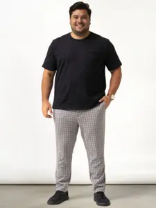 The Pant Project Daytona Grey Checks Slim-Fit Wrinkle-Free Power-Stretch Knitted Trousers