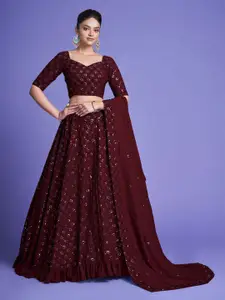 Fashion Basket Embroidered Sequinned Semi-Stitched Lehenga & Unstitched Blouse With Dupatta