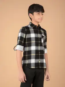 Crimsoune Club Boys Premium Slim Fit Tartan Checks Opaque Checked Casual Shirt