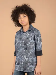 Crimsoune Club Boys Premium Slim Fit Floral Opaque Printed Casual Shirt