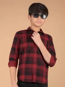 Crimsoune Club Boys Premium Slim Fit Tartan Checks Opaque Checked Casual Shirt