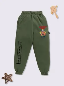 YK X Minute Mirth Boys Naruto Printed Mid-Rise Joggers