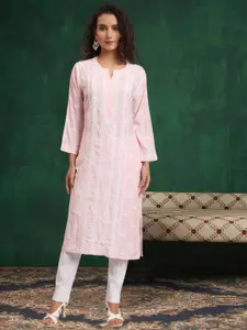 PARAMOUNT CHIKAN Women Embroidered Lucknowi Chikankari Modal Kurta
