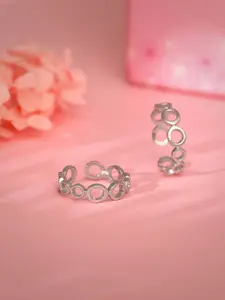 GIVA 925 Sterling Silver Rhodium-Plated Adjustable Oxidised Toe Rings