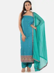 MOZAFIA Floral Embroidered Unstitched Dress Material