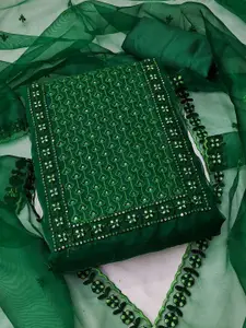 APNISHA Floral Embroidered Pure Silk Unstitched Dress Material