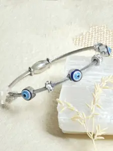 V FASHION JEWELLERY Silver Plated Evil Eye Beaded Bracelet