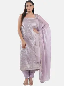 MOZAFIA Floral Embellished Zari Art Silk Unstitched Dress Material