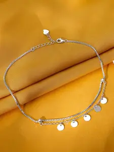 GIVA 925 Sterling Silver Rhodium-Plated Anklet