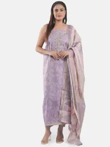 MOZAFIA Premium Floral Embroidered Zari Unstitched Dress Material