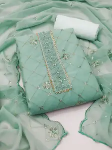 APNISHA Ethnic Motifs Embroidered Sequinned Silk Georgette Unstitched Dress Material