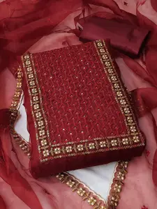 APNISHA Floral Embroidered Pure Silk Unstitched Dress Material