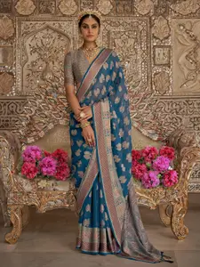 elora Woven Design Zari Pure Georgette Banarasi Saree