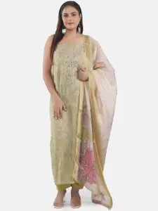 MOZAFIA Floral Printed Sequinned Unstitched Dress Material