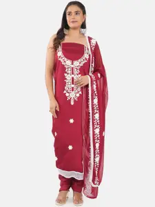 MOZAFIA Floral Embroidered Unstitched Dress Material