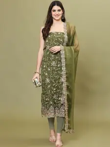 Meena Bazaar Embroidered Art Silk Unstitched Dress Material