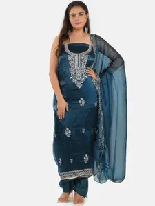 MOZAFIA Premium Ethnic Motifs Embroidered Zari Unstitched Dress Material