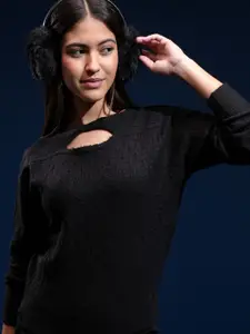 Basics By Tokyo Talkies Women Ribbed Pullover