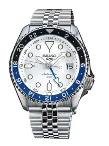 SEIKO Men Embellished Dial & Stainless Steel Bracelet Style Straps Analogue Chronograph Automatic Motion Watch