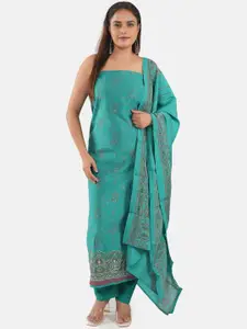 MOZAFIA Premium Paisley Embroidered Beads and Stones Pure Silk Unstitched Dress Material