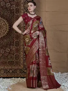Anouk Kalamkari Zari Silk Blend Sungudi Saree