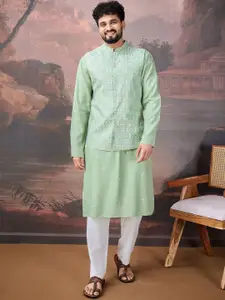House of Pataudi Printed Kurta & Trouser With Nehru Jacket